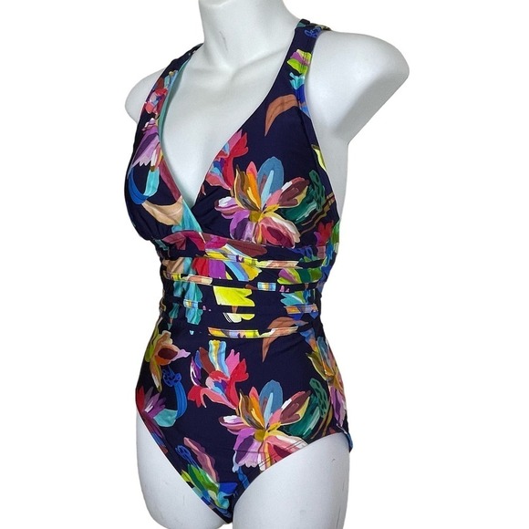 La Blanca By The Sea Multi Strap Cross Back Mio Swimsuit Indigo 8 - Picture 4 of 9